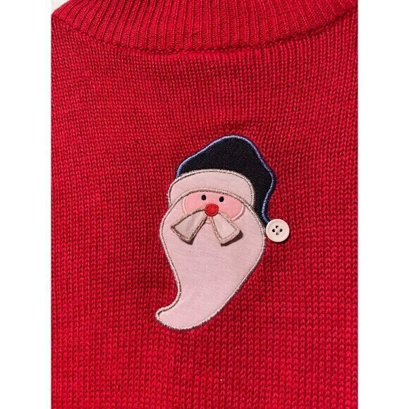 Vintage Basic Editions Women's Red Snowman Santa Claus Zip Up Sweater Small - Picture 7 of 11